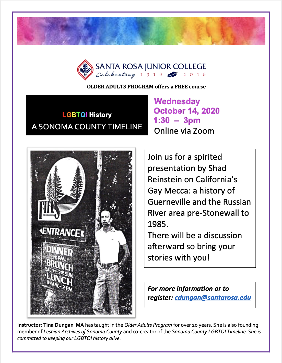Free SRJC LGBTQI History SoCo Timeline Course to Cover Russian River Free SRJC LGBTQI History SoCo Timeline Course to Cover Russian River